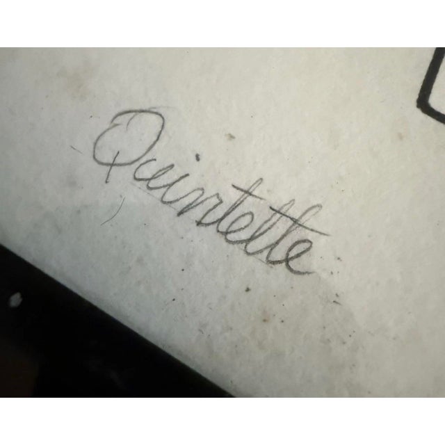 1970s Edward Wasser (1920-2003, American) Quintette Geometric Drawing Rare For Sale - Image 4 of 6