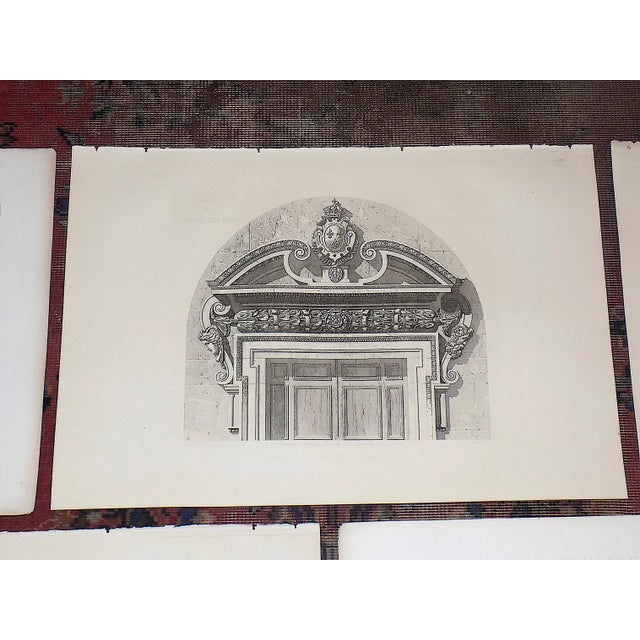Realism Antique 19th C. Imperial Folio Palais De Fontainebleau Architectural Detail Engravings - Set of 5 For Sale - Image 3 of 8