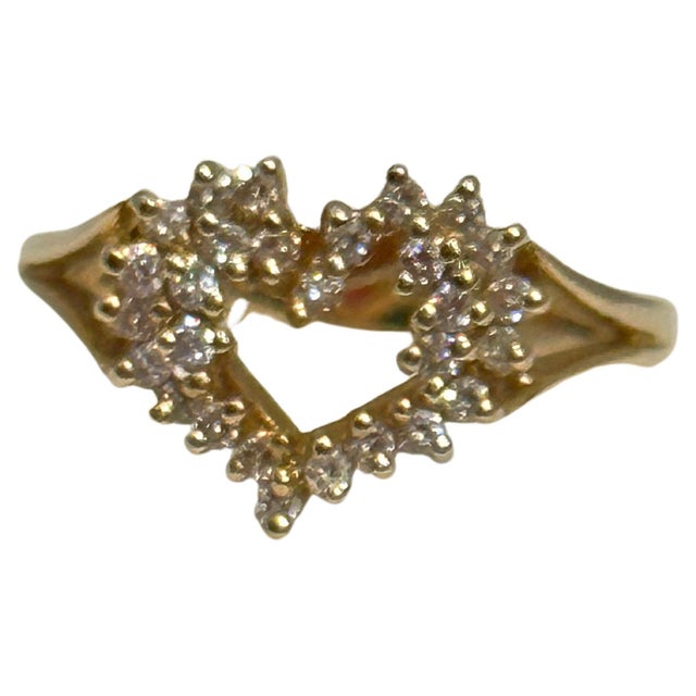 Heart Shape Gold & Diamond Cocktail 14 Karat Gold Ring For Sale - Image 17 of 18