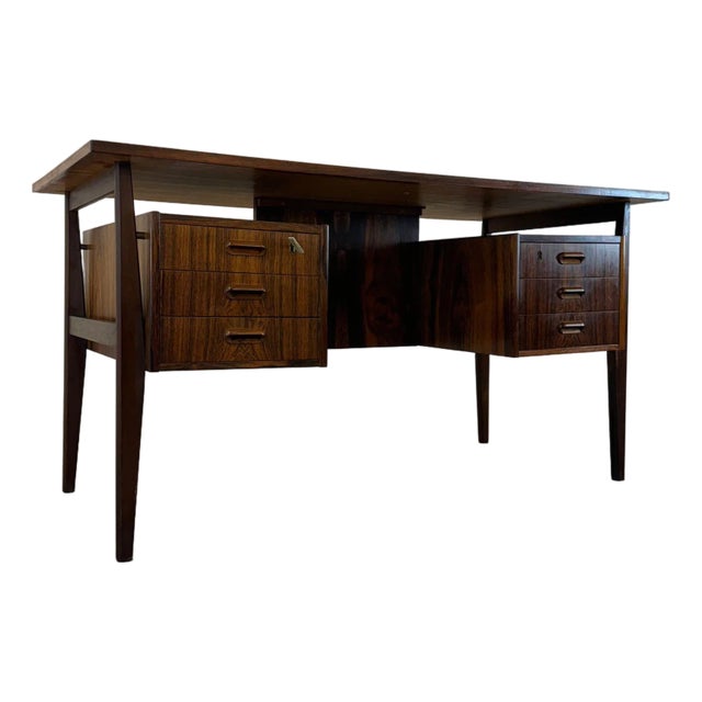 1960s Tibergaard Danish Rosewood Desk Designed by Gunnar Nielsen Tibergaard For Sale