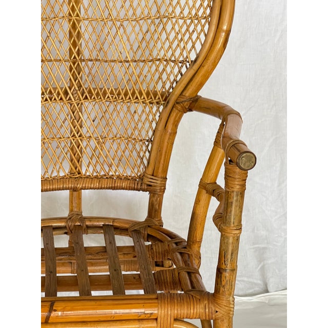 Pair Bamboo & Rattan Fan Back Arm Chairs For Sale - Image 12 of 18