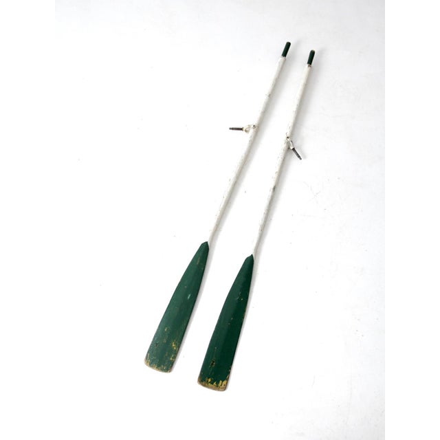 Green Vintage Painted Wooden Oars Pair For Sale - Image 8 of 12