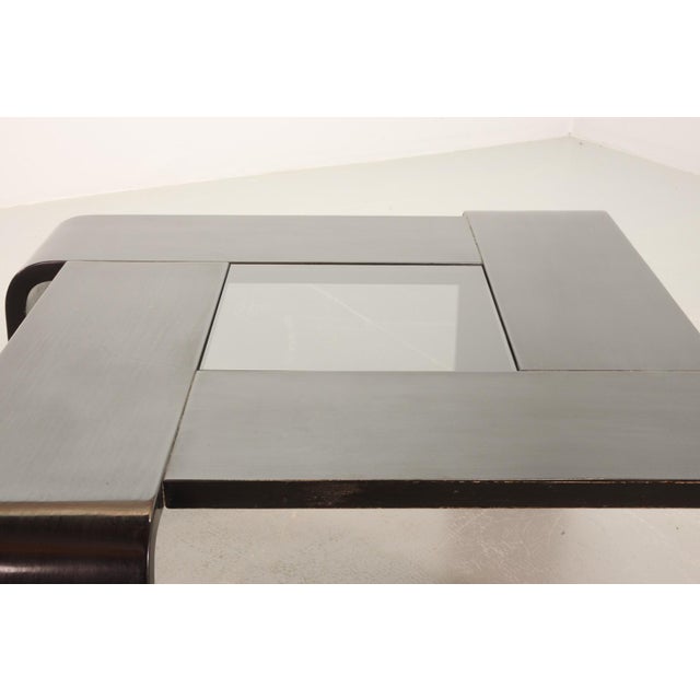 Square Black Lacquered Plywood Coffee Table with Smoked Glass Panel in the style of Åke Fribyter, 1970s For Sale - Image 6 of 15