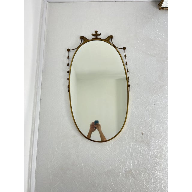 Vintage Italian Brass Wall Mirror, 1960s For Sale - Image 6 of 11