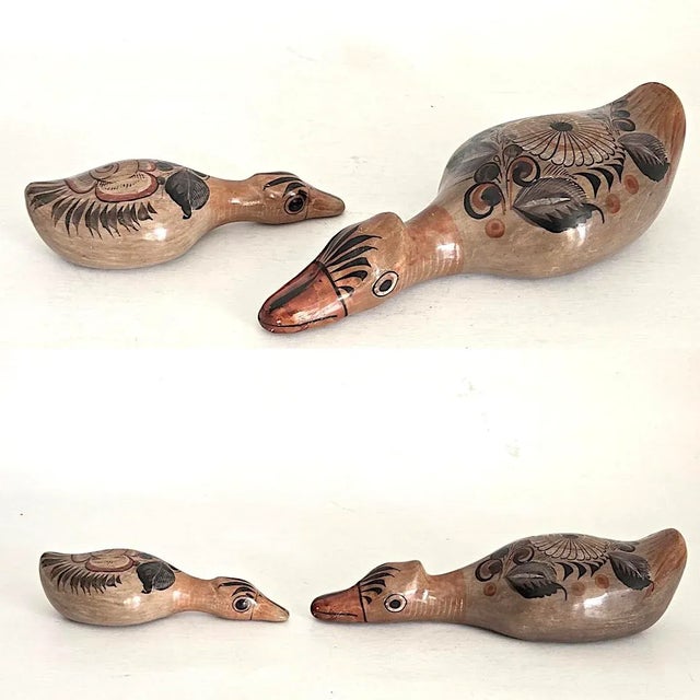 Mexican 1960s Tonalá Mexico Ceramic Duck Figurines, Set of 2 For Sale - Image 3 of 12