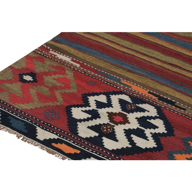 1950s Vintage Persian Kilim Rug in Polychromatic Geometric Patterns by Rug & Kilim For Sale - Image 5 of 8