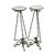 An antique pair of plant stands in the manner of Oscar Bach offer circular marble displays over wrought iron base having...