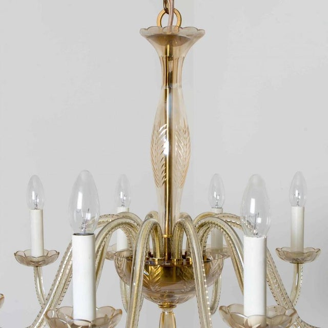 Vintage Engraved Murano Glass Chandelier, 1960 For Sale - Image 4 of 13