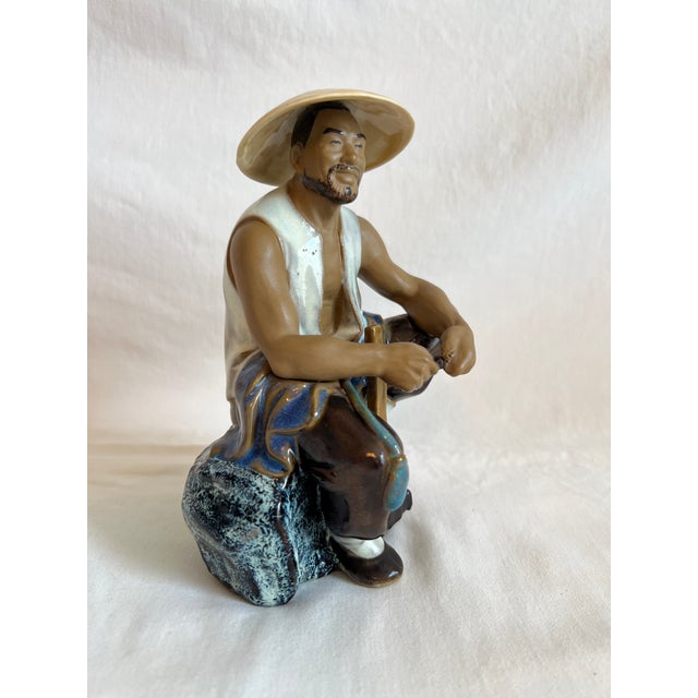 Brown Vintage Chinese Porcelain Statue For Sale - Image 8 of 9