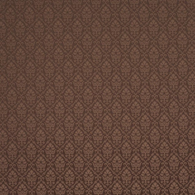 Schumacher Grant Damask Fabric In Brown For Sale