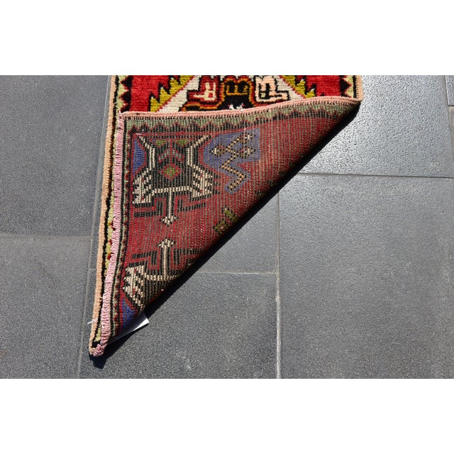1950s Vintage Turkish Handmade Oushak Doormat Rug For Sale - Image 10 of 12