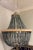 Stylish Organic Modern Lavender Bead Chandelier, natural woven tassel, showroom floor sample