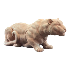 1980s Large Impruneta Terracotta Pottery Panther Puma by Di-Ma (Italy) - 22.5", Rare