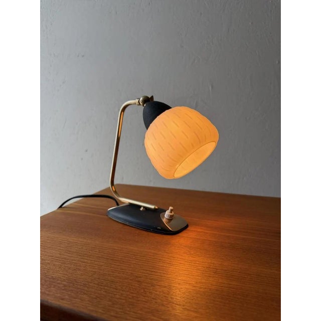 Vintage Brass and Frosted Glass Table Lamp For Sale - Image 11 of 11