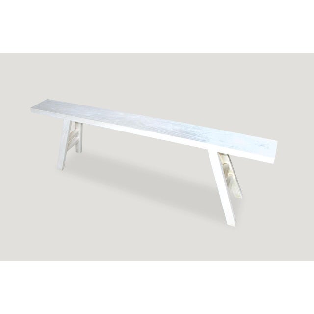 Contemporary Andrianna Shamaris St. Barts Teak Wood Bench or Shelf For Sale - Image 3 of 5