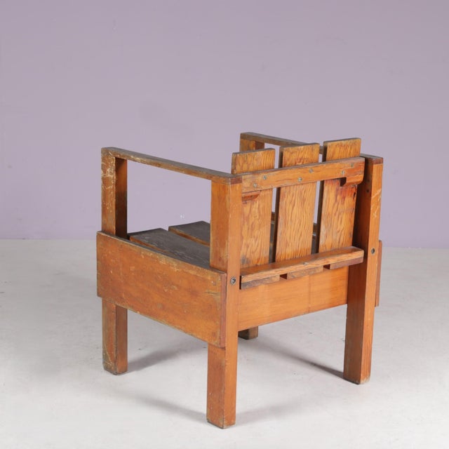 Teak Wooden Side Chair in Rietveld Crate, Netherlands, 1960s, Set of 4 For Sale - Image 10 of 12