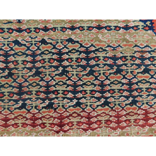 Textile 1880's Fine Antique Persian Flatwoven Senneh Kilim Rug 4'4"x 6'8" For Sale - Image 7 of 13