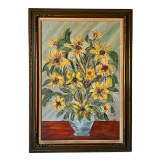 1970s Vintage Still Life Heavy Impasto Impressionist Abstract Oil on Masonite Painting by D. Krivin For Sale