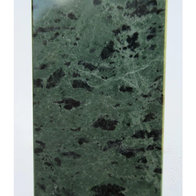 C.1970's Moss Green With Charcoal and Gray Veined Large Obelisk With Brass Tiered Detailed Surround For Sale - Image 12 of 13