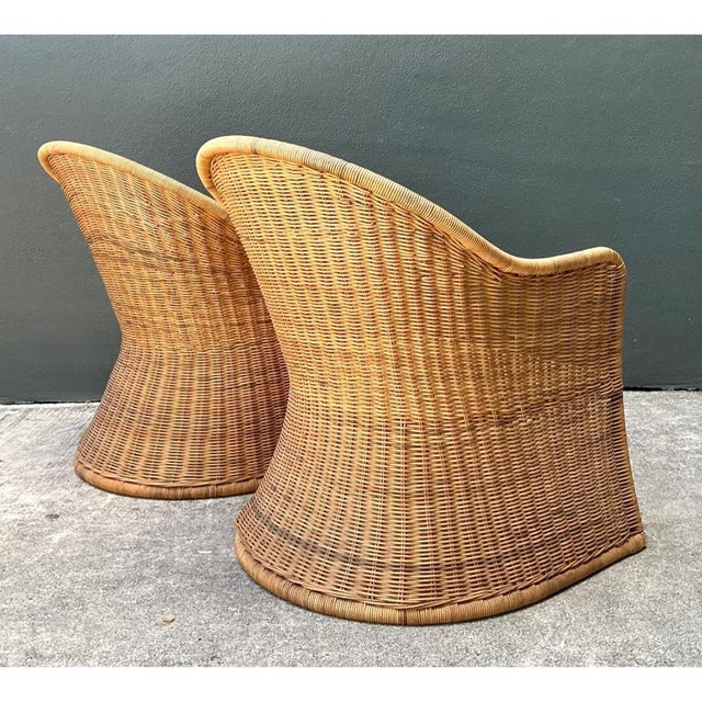 Vintage Rattan Scoop Chairs - A Pair For Sale - Image 14 of 14