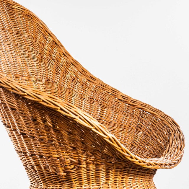 : 1970’s Sculptural French Wicker Armchairs – Pair. Good simple French chairs from the seventies in very good original...