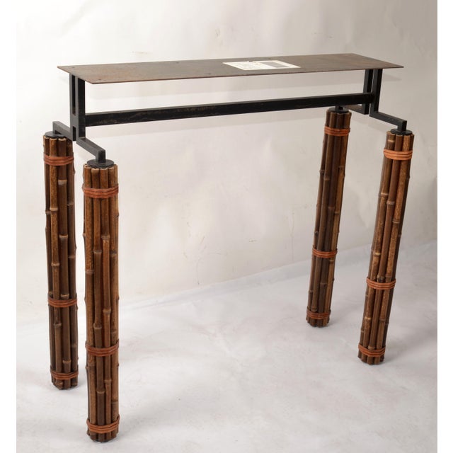 Brown McGuire Console Table Richard Hannum Huxley Collection Faux Bamboo Cherry Wood For Sale - Image 8 of 12
