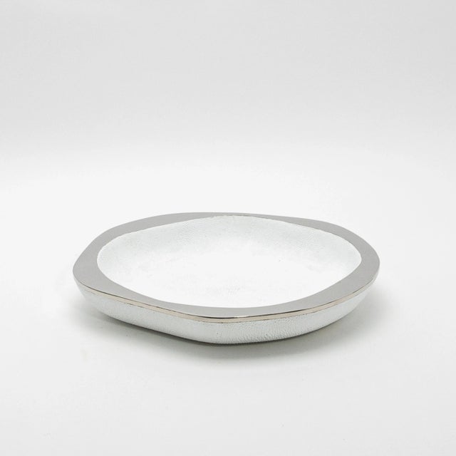 Bowl in White Shagreen With Stainless Steel Details by R&y Augousti