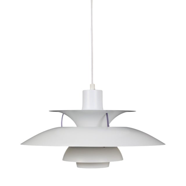 Vintage Danish PH 5 Pendant Lamp with Glass Diffuser by Poul Henningsen for Louis Poulsen, 1950s For Sale