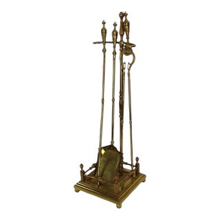 Neoclassical Brass Fireplace Tool Set C1920 For Sale