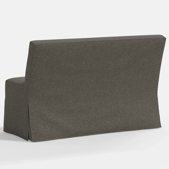 Stoffer Home x Cloth & Company Lindy Slipcover Dining Banquette in Textured Linen Charcoal For Sale In Chicago - Image 6 of 6