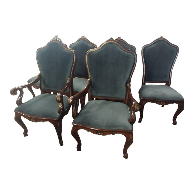 Henredon Furniture Arabesque Mahogany Velvet Dining Arm Chair