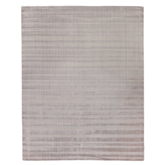 Iscar Hand loom Wool/Viscose Ash Rug-8'x10'" For Sale