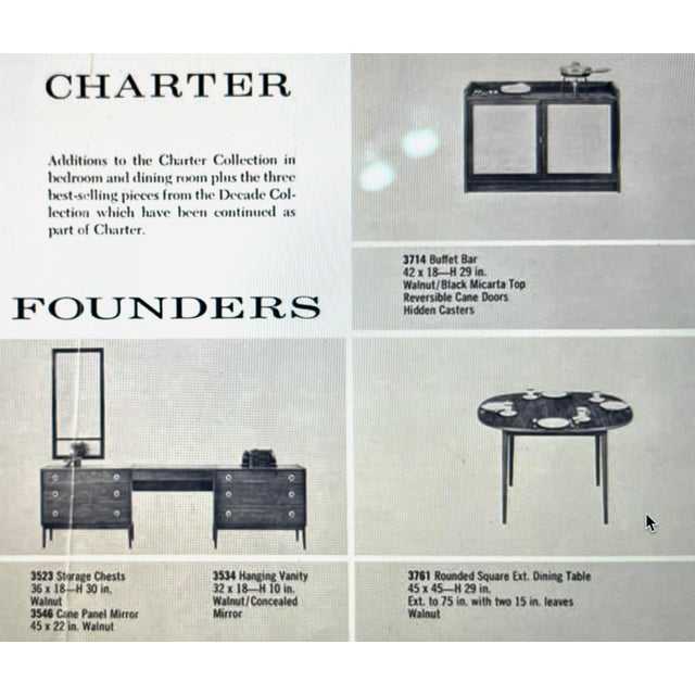 1960s Mid Century Modern Walnut Dining Tables and 4 Walnut Caned Back Chairs by Jack Cartwright for Founders Furniture - Set of 5 For Sale - Image 11 of 18