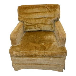 Vintage 1960's Mid Century Modern Clyde Pearson Lush Yellow Gold Velvet Low Easy Armchair For Sale