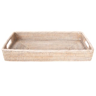 Artifacts Rattan Rectangular Tray with Rounded Corners For Sale