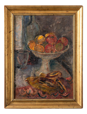 French School, Still Life with Compotier, 20th Century, Oil Painting on Canvas