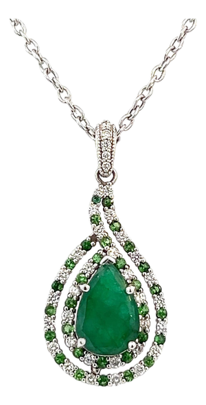 Natural Emerald Diamond Necklace 18" 14k Gold 5.6 TCW Certified