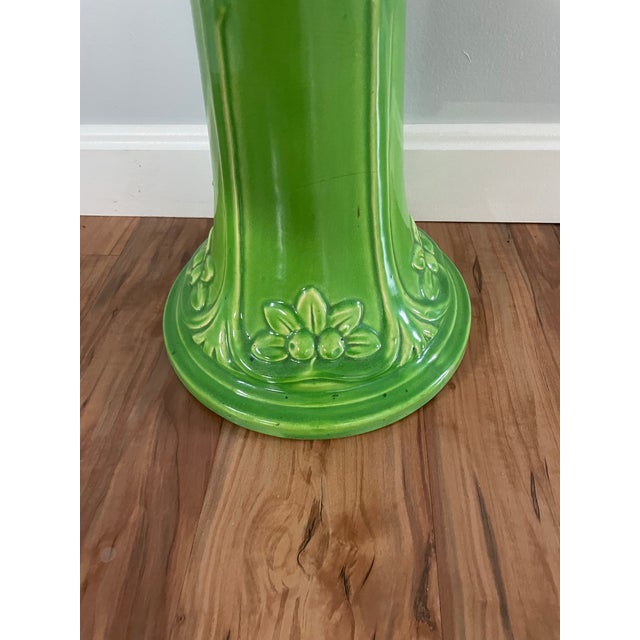 Mid 20th Century Majolica Green Plant Stand For Sale - Image 5 of 10