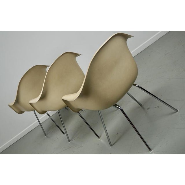 Vintage Parchment Fiberglass Dax Armhairs by Charles & Ray Eames, Set of 3 For Sale - Image 16 of 18