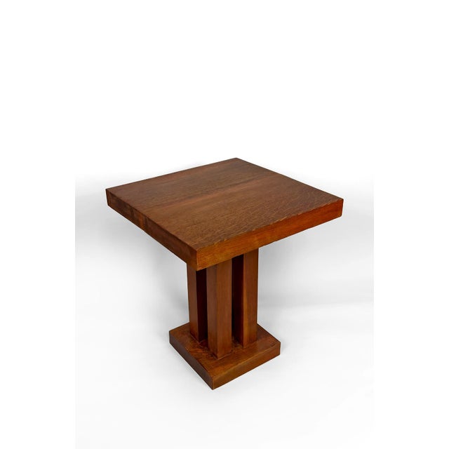 Contemporary Art Deco Modernist Oak Pedestal Table, France, 1930s For Sale - Image 3 of 9