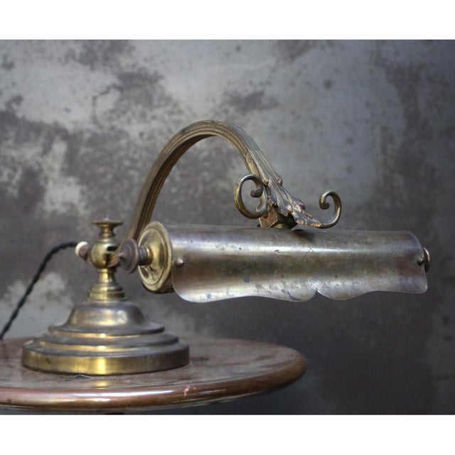 Art nouveau Brass piano lamp. Paris 1920s 2,5 meter black cotton flex, plug and switch in base B15 – bulb holder Available...