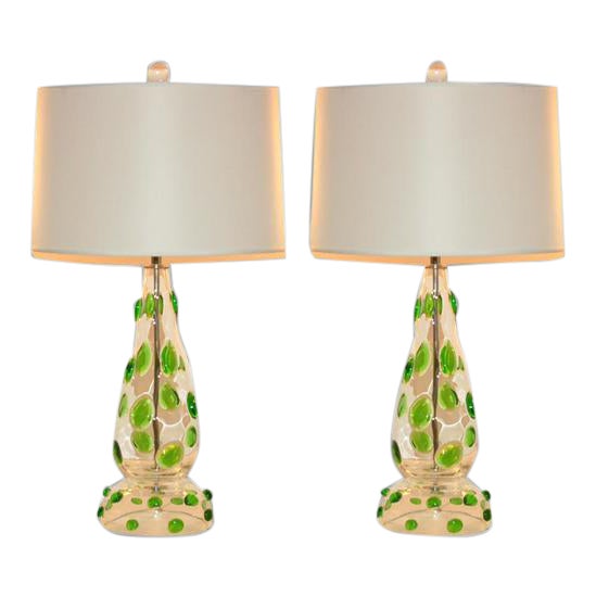 Green Prunts on Vintage Murano Lamps For Sale