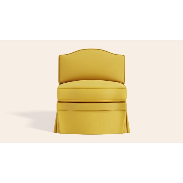 Contemporary Daffodil Velvet Felix Slipper Chair by Ceraudo For Sale - Image 3 of 7