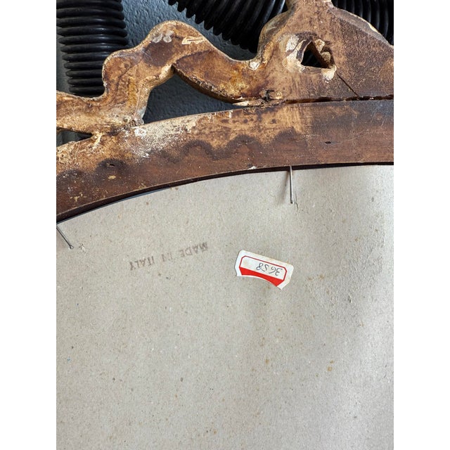 Mid 20th Century Mid-20th Century Hand-Finished Italian Wall Mirror With Carved Ribbon Crest For Sale - Image 5 of 5