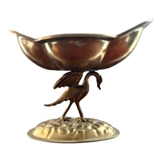 Vintage Mottahedeh Solid Brass Bird Pedestal Dish For Sale