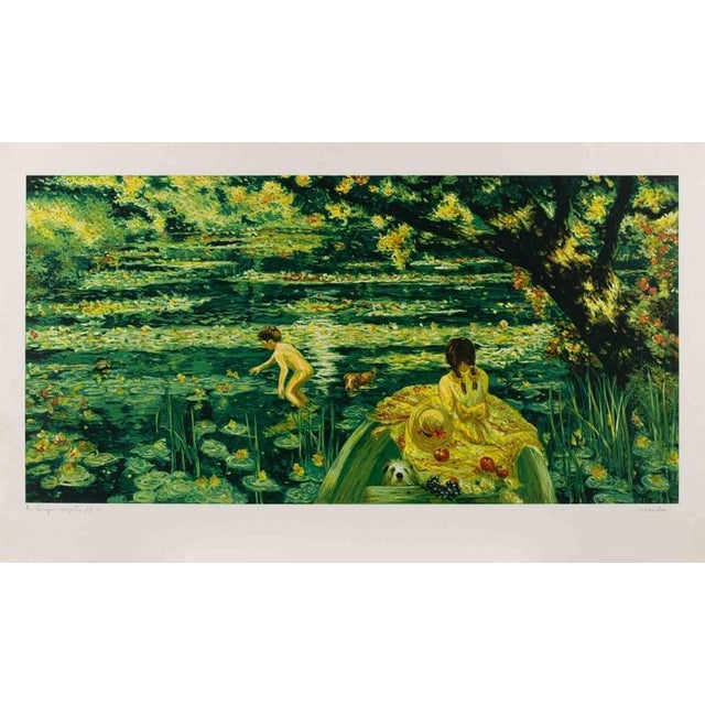 Lithograph realized by Antonio Saliola, hand signed in pencil. Artist proof. Very good condition. This piece is attributed...