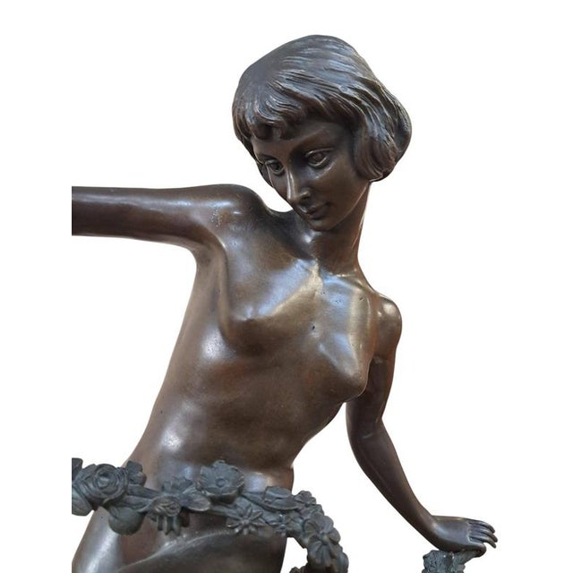 Vintage French Art Deco Bronze Lady Dancer Figurine, Large Antique, Pierre Faguays, 1920s For Sale - Image 6 of 18