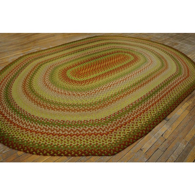 Mid-Century Modern 1950s Colorful Medallion Modern Vintage American Braided Rug 9' X 12' 6" Cotton Carpet For Sale - Image 3 of 12