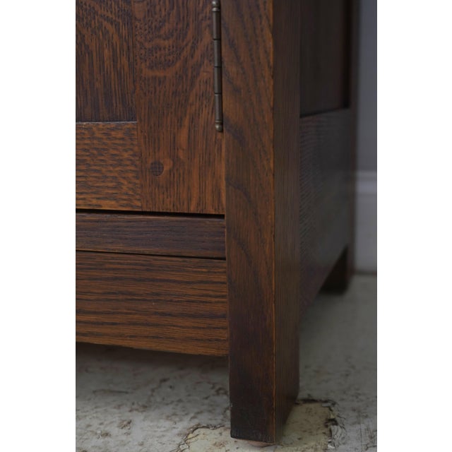 Stickley Mission Oak Leaded Glass China Cabinet For Sale - Image 12 of 18