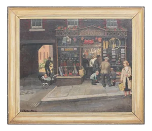 Stephen Bone, Toys, Sweets, Stationery, 1950s, Oil on Wood, Framed